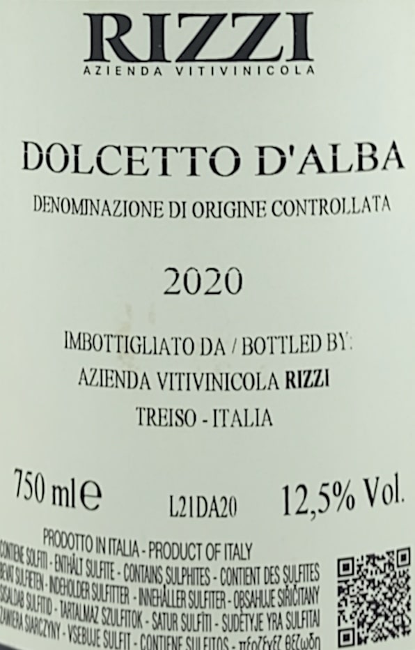 Bagside Rizzi Dolcetto 2020
